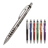 Plano plunger-action pen with contoured, metallic barrel, show-through grips,...