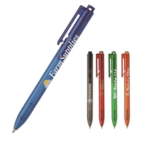 Celina clear clip-action pen with a one-piece barrel, color-matched...