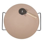 Pizza Stone Rack and Cutter Set