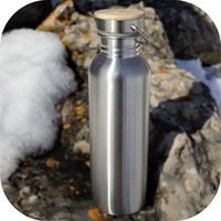 Stainless Steel Water Bottle with Bamboo Lid 500ML... from ASI 72657 Active...