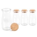 4 oz Mini Glass Milk Bottles w/ Cork - Set of 4