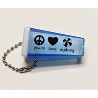 Half frame key chain viewer holds and magnifies a custom .725"... from ASI...