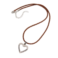 Braided 22" Leather Charm Necklace w/lobster claw and chain attachment and......