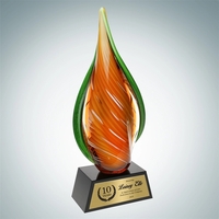 Art Glass Orange Creamsicle Award with Black Base and Gold Plate.... from ASI...