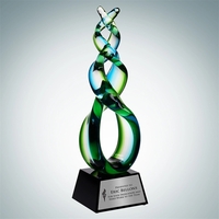 Art Glass Green Double Helix Award with Silver Plate.... from ASI 47791 Best...