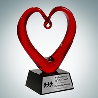 Art Glass The Whole Heart Award with Black Base and Silver... from ASI 47791...