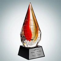 Art Glass The Red Flare Award with Silver Plate