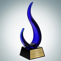 Art Glass The Blue Jay Award with Gold Plate.... from ASI 47791 Best Deal Awards