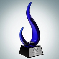 Art Glass The Blue Jay Award with Silver Plate.... from ASI 47791 Best Deal...