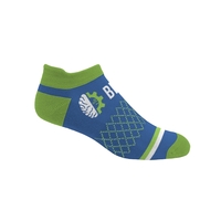 Pantone matched ankle socks with compression arch, blister tab, and...