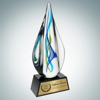 Art Glass Teal Aurora Award with Black Base and Gold Plate.... from ASI 47791...