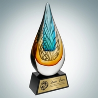 Art Glass Desert Sky Award with Black Base and Gold Plate.... from ASI 47791...