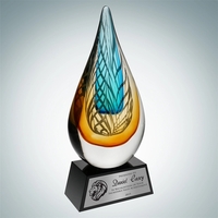 Art Glass Desert Sky Award with Black Base and Silver Plate.... from ASI...
