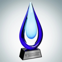 Art Glass Aquatic Award with Black Base and Silver Plate.... from ASI 47791...