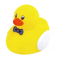 Rubber squeaking designed mini professor duck with bow tie.... from ASI 31977...