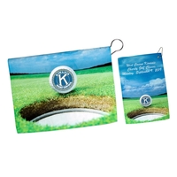 11" x 17" microfiber golf towel that includes a metal grommet... from ASI...