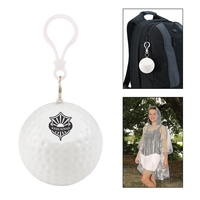 3 1/2" white golf ball shaped holder with a polyethylene poncho... from ASI...
