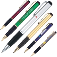 Twist action ballpoint pen, Translucent blue color with rubber grip.... from...