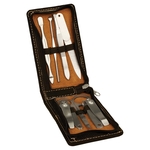 7-Piece Dark Brown Leatherette Manicure Gift Set