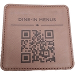 4" x 4" Square Light Brown Leatherette Coaster