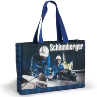 Full color gusset tote bag with polyweb colorful handles.... from ASI 66230...