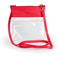 Crossbody bag with strap, clear main compartment, front pocket and zipper......