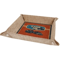 9" x 9" Sublimatable Burlap Snap Up Tray with Silver Snaps