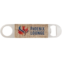 1.5" x 7" printed burlap grip steel bottle opener.... from ASI 92531 Unique...