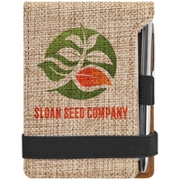 3.25" x 4.75" printed burlap notepad and pen.... from ASI 92531 Unique Custom...