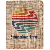 4.25" x 5.5" printed burlap passport holder.... from ASI 92531 Unique Custom...
