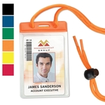 Vertical Badge/Nametag Holders with Color Bar & Neck Cord