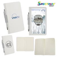 5 1/8" x 8 1/4" 80-page white notebook with ballpoint stylus... from ASI...