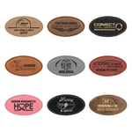 Light Brown Leatherette Oval Badge with Magnet