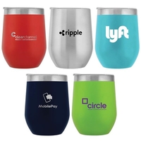 4.5" tall 12-ounce powder-coated 18/8 stainless steel insulated mug with...