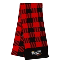 Acrylic Knit Scarf in buffalo plaid pattern with finished hem on... from ASI...