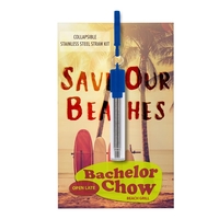 Greeting card with collapsible stainless steel straw kit for enjoying a......