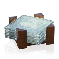 A set of four flat, square 0.25” Starfire or jade coasters,... from ASI 84592...