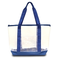 Clear tote bag with padded straps, zipper top, and loop handle... from ASI...