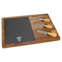 Flair Rectangle Acacia Wood & Slate Cheese Tool Set