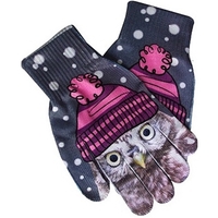 White acrylic stretch fit texting gloves with full color sublimated logo......