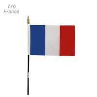 France 4" x 6" French flag with plastic pole - Ready... from ASI 45100...