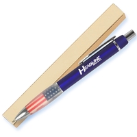 Patriotic metal pen designed with crisp blue barrel and a rubber... from ASI...