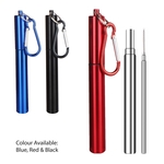 COLLAPSIBLE STRAW/BRUSH SET IN ALUMINUM CASE