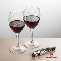 Giftset includes 2 Carberry Stemmed wine glasses and Swiss Force®...