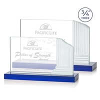 3/4-inch thick Starfire award with frosted etched pillar on a Blue... from...