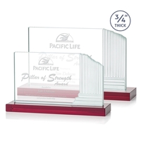 3/4-inch thick Starfire award with frosted etched pillar on a Red... from ASI...