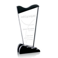 Beautiful clear and black optical crystal award with unique shaped base.......