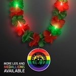 LED Christmas Lei Party Necklace with Rainbow Medallion