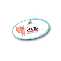 Oval White Plastic 1.5" x 3" Name Tag