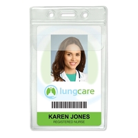 Vertical Clear Vinyl Badge Holders with Fold-Over Flap